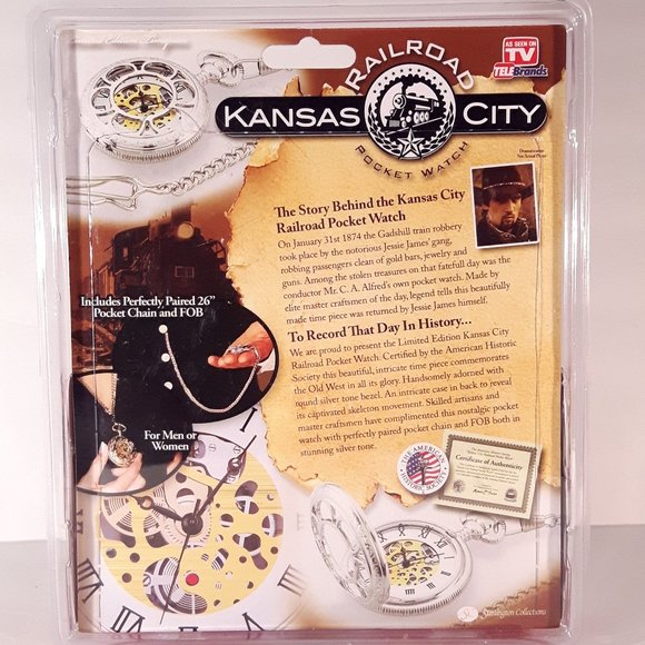 NWT Mens and Womens Kansas City Railroad Pocket Watch - Picture 2 of 4